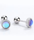 Davis 925 Silver Moonstone Screw Earrings For Women Girls