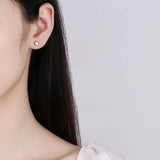 Davis 925 Silver Moonstone Screw Earrings For Women Girls