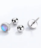 Davis 925 Silver Moonstone Screw Earrings For Women Girls