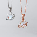 Davis Planet CZ Charm Pendant Necklace 925 Sterling Silver
