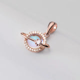 Davis Planet CZ Charm Pendant Necklace 925 Sterling Silver