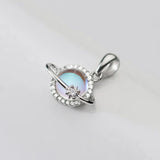 Davis Planet CZ Charm Pendant Necklace 925 Sterling Silver