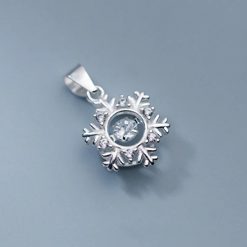 TrustDavis 925 Sterling Silver Snowflake CZ Charm Necklace Bracelet DIY Jewelry