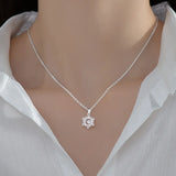 TrustDavis 925 Sterling Silver Snowflake CZ Charm Necklace Bracelet DIY Jewelry
