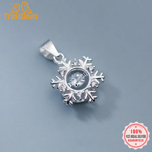 TrustDavis 925 Sterling Silver Snowflake CZ Charm Necklace Bracelet DIY Jewelry