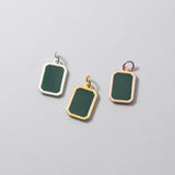 TrustDavis 925 Sterling Silver Green Glaze Pendant Necklace Fine Jewelry