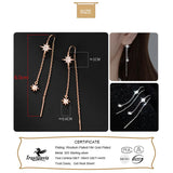 TrustDavis Sterling Silver Star CZ Earrings Women Long Ear Line Party Jewelry