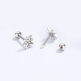 925 Silver Star Zircon Screw Stud Earrings - Wedding Fine Jewelry