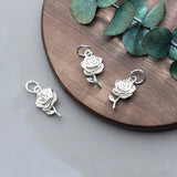 Davis 925 Sterling Silver Rose Flower Charm Pendant DIY Jewelry