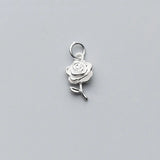 Davis 925 Sterling Silver Rose Flower Charm Pendant DIY Jewelry