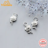Davis 925 Sterling Silver Rose Flower Charm Pendant DIY Jewelry