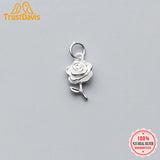 Davis 925 Sterling Silver Rose Flower Charm Pendant DIY Jewelry