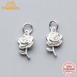 Davis 925 Sterling Silver Rose Flower Charm Pendant DIY Jewelry