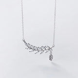 TrustDavis 925 Sterling Silver CZ Choker Necklace Leaves Wedding Jewelry