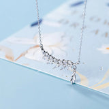 TrustDavis 925 Sterling Silver CZ Choker Necklace Leaves Wedding Jewelry