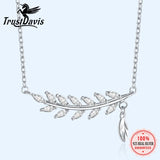 TrustDavis 925 Sterling Silver CZ Choker Necklace Leaves Wedding Jewelry