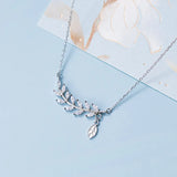 TrustDavis 925 Sterling Silver CZ Choker Necklace Leaves Wedding Jewelry