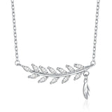 TrustDavis 925 Sterling Silver CZ Choker Necklace Leaves Wedding Jewelry