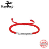 TrustDavis 925 Silver Red Rope Bracelet For Daughter Teen Girls