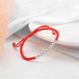 TrustDavis 925 Silver Red Rope Bracelet For Daughter Teen Girls