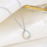 TrustDavis 925 Silver Sweet Water Drop Necklace for Women Lady