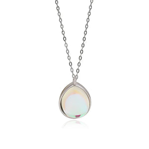 TrustDavis 925 Silver Sweet Water Drop Necklace for Women Lady