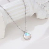 TrustDavis 925 Silver Sweet Water Drop Necklace for Women Lady
