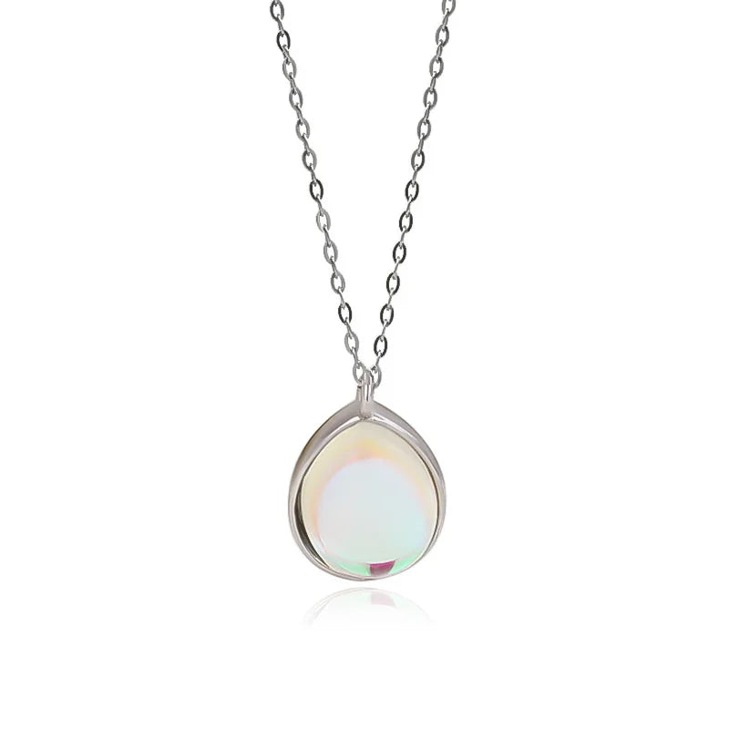 TrustDavis 925 Silver Sweet Water Drop Necklace for Women Lady