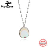 TrustDavis 925 Silver Sweet Water Drop Necklace for Women Lady