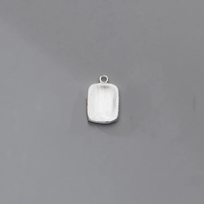 TrustDavis 925 Sterling Silver Rectangle Pendant DIY Necklace Accessories