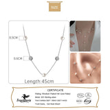 Real 925 Sterling Silver Pearl Ball CZ Tassel Choker Necklace