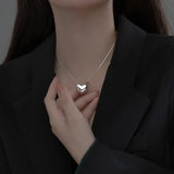 TrustDavis 925 Silver Heart Pendant Short Necklace For Women
