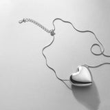 TrustDavis 925 Silver Heart Pendant Short Necklace For Women