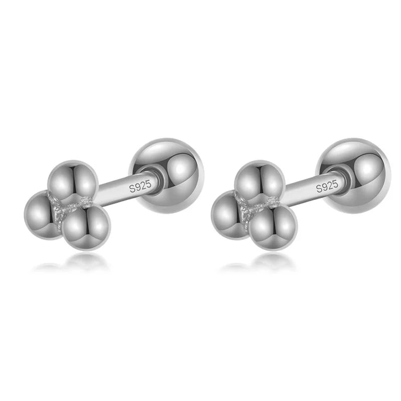 TrustDavis 925 Sterling Silver Triangle Beads Stud Earring