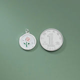 925 Silver Tulip Flowers Charm Pendant for DIY Necklace Bracelet DZ742