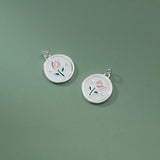 925 Silver Tulip Flowers Charm Pendant for DIY Necklace Bracelet DZ742