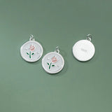925 Silver Tulip Flowers Charm Pendant for DIY Necklace Bracelet DZ742
