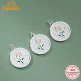 925 Silver Tulip Flowers Charm Pendant for DIY Necklace Bracelet DZ742