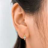 925 Silver CZ Cuff Hoop Earring Women Birthday Gift DF062
