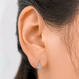 925 Silver CZ Cuff Hoop Earring Women Birthday Gift DF062