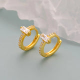 925 Silver CZ Cuff Hoop Earring Women Birthday Gift DF062