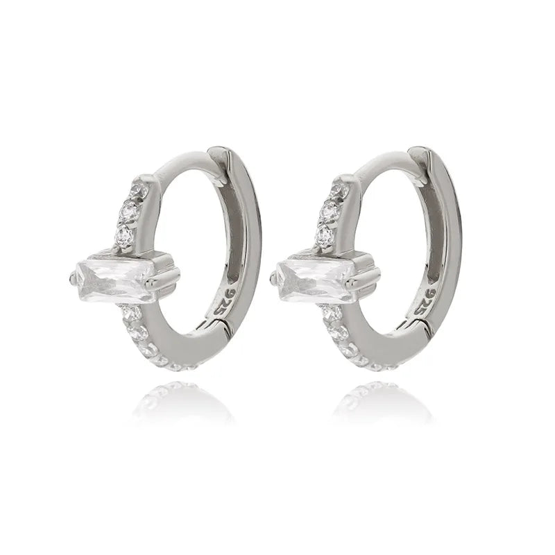 925 Silver CZ Cuff Hoop Earring Women Birthday Gift DF062
