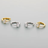 925 Silver CZ Cuff Hoop Earring Women Birthday Gift DF062