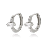 925 Silver CZ Cuff Hoop Earring Women Birthday Gift DF062