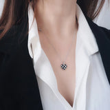 TrustDavis Silver Checker Love Pendant Necklace for Women LB409