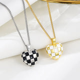 TrustDavis Silver Checker Love Pendant Necklace for Women LB409