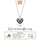 TrustDavis Silver Checker Love Pendant Necklace for Women LB409