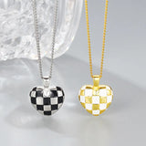 TrustDavis Silver Checker Love Pendant Necklace for Women LB409