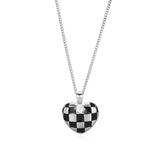 TrustDavis Silver Checker Love Pendant Necklace for Women LB409