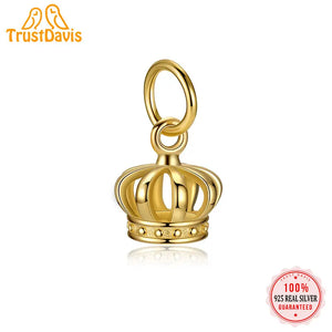 TrustDavis 925 Sterling Silver Hollow Small Crown Bracelet Pendant